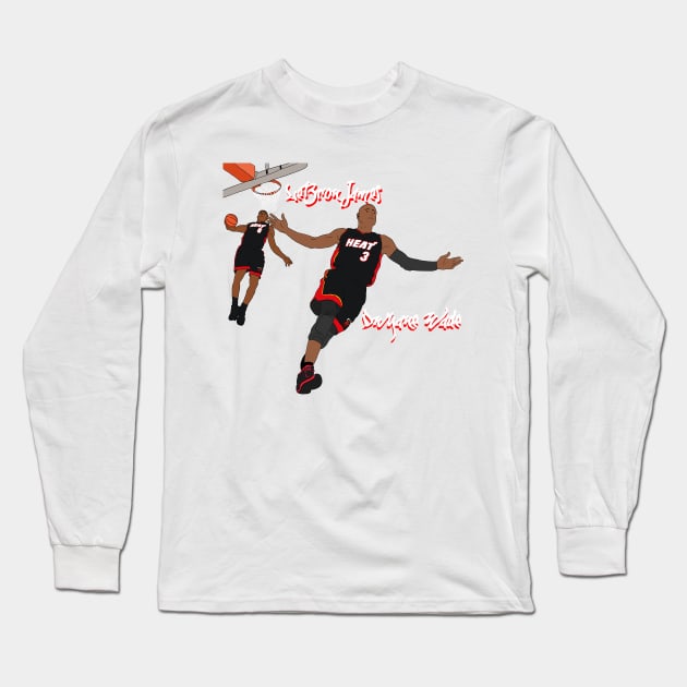 leborn james Dwyane Wade Long Sleeve T-Shirt by atiatiaman